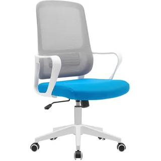 BAKAJI Sedia da Ufficio Blu e Grigio Poltrona da Scrivania Girevole Regolabile 98-108cm Bürostuhl, Legierter Stahl Nylon, Blau und Grau, 57 x 98-108 cm