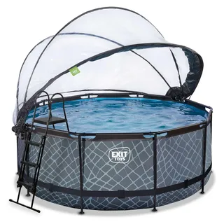 EXIT TOYS Pool 360 x 122 cm inkl. Sandfilteranlage, Abdeckplane, Poolleiter, Reparaturset