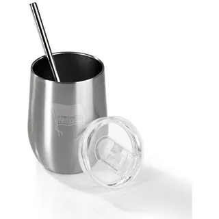 Dortmund Borussia Dortmund Getränkebecher mit BVB-Logo | Edelstahl |inkl. Trinkhalm und Deckel | für Bier, Wein, Cocktails, Punsch geeignet [350 ml]