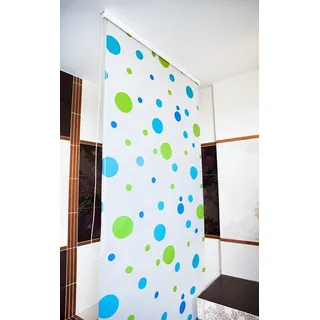 Maßanfertigung Halb-Kassetten Duschrollo Modell Sylt weiss blau grün