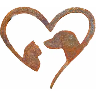 Edelrost Gartenstecker Herz Rost, Hund, Katze, Herzdeko, Gartendekoration