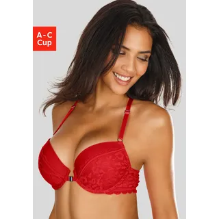 VIVANCE Push-up-BH mit Spitze in Leo-Optik mit Neckholder-Träger, Dessous, rot
