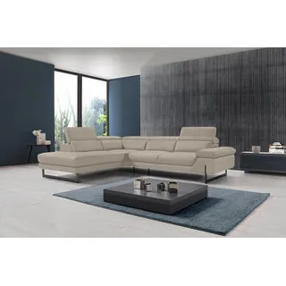 Egoitaliano Eckcouch Leder 3-Sitzer Opal Grau