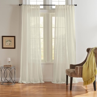 Elrene Home Fashions Asher Cottagecore Fenstervorhang, Baumwolle, Voile, 132,1 x 213,4 cm, elfenbeinfarben