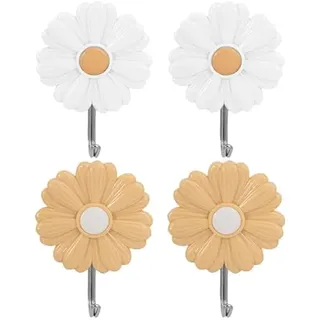 MAGICLULU Selbstklebende Gänseblümchen Wandhaken 4 Stück Kleine Dekorative Haken Für Kinderzimmer Bad Und Küche Starker Halt Für Schlüssel Handtücher Und Kleidung