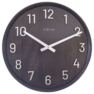 NeXtime Große Wanduhr, 50 cm, Silencieux-Schwarz/Holz/Metall