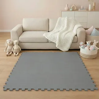 LittleTom Spielmatte ab Null - 180/90/1 cm Puzzlematte Grau , Kunststoff , Rechteckig , 30x30 cm , Teppiche und Böden, Teppiche, Kinderteppiche