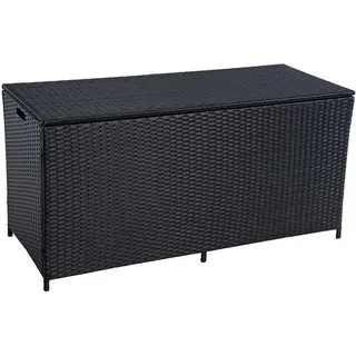 Auflagenbox Poly Rattan Kissenbox Gartenbox Aufbewahrungsbox Schwarz - Schwarz