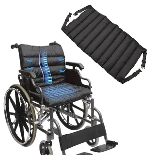 Natudeco Komplettes Rollstuhlkissen, Rollstuhl-Sitzkissen mit Riemen, verstellbares Liegekissen, geeignet für Verschiedene Rollstühle