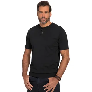 JP 1880 Herren Henley, Bauchfit, Halbarm, Rundhals T-Shirts, Schwarz, 4XL EU