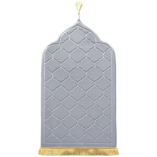 LAVAMOND Gepolstert Gebetsteppich Türkischer Stil Seccade Weich Prayer Mat für Eid Reisen Ramadan Islamischer Muslimische Matte Muslim Gebets Beten Teppich Herren Damen- Teppich Dicker Stoff(Hellgrau)