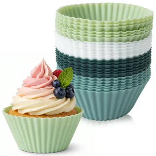 elalove Pack of 24 Wiederverwendbare Silikon Muffinförmchen, Airfryer Zubehör, Backform für Mini Muffins, Silikonformen zum Backen, Muffinform Silikon, Backförmchen für Puddingform und Kastenform Klein