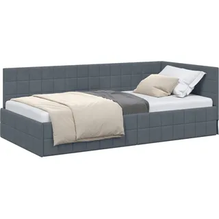 vidaXL Eckbettgestell mit Kopfteil Dunkelgrau 100 cm x 200 cm Samt - Grau