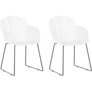 Beliani Esszimmerstuhl Kunststoff pulverbeschichtet weiß 2er Set