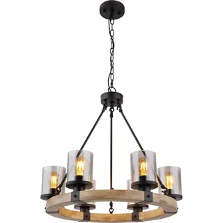 Globo Pendelleuchte 6-flammig Schwarz matt-Rauchfarben 590 x 980 mm