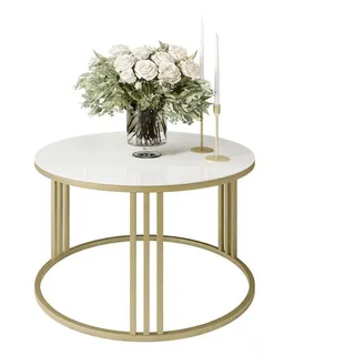 lookway Lori Glass Gold Weiß Rund 70 x 47 cm