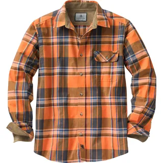 Legendary Whitetails Buck Camp Herren-Flanellhemd, langärmelig, Karohemd mit Knopfleiste, Freizeithemd für Herren mit Kordsamt-Ärmelbündchen, Herbst- und Winterkleidung, orange (Canyon Plaid), Größe