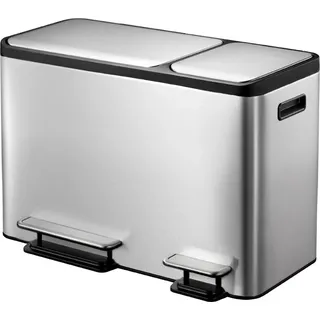 EKO - EcoCasa Recycler Treteimer 24+12 Liter - stainless steel plastic - Matt Edelstahl - Silber