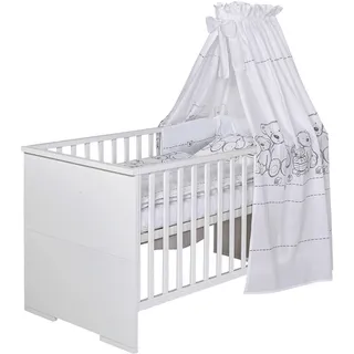 Schardt Kombi-Kinderbett 70x140 -Gitterbett Babybett Schlupfsprossen-Weiß