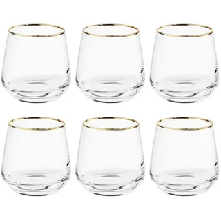 Butlers Trinkgläser (6er Set) Touch of Gold 340 ml , Transparent , Glas , Gläser, Trinkgläser