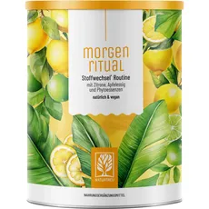 NATURTREU® Morgenritual Stoffwechseldrink * - Wakeup Shake mit Zitrone, Apfelessig, Limonen, Ingwer Shot & Vitamin C - 150g Getränkepulver für Morgen Routine - Einfach mehr trinken