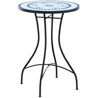 vidaXL Mosaik-Bistrotisch Ø 50 x 70 cm Blau/Weiß
