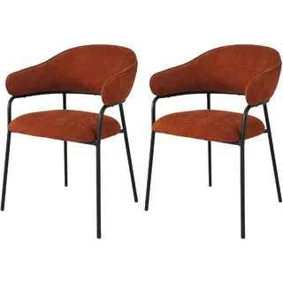 Rebecca Mobili Stühle Dombeya 82,5x57x56,5 Polyestergewebe Stahl Orange Schwarz Modern SET 2 Stück - Orange