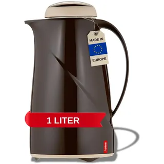 Helios Wave Thermoskanne Cappuccino 1L - 6h Heiß - Hält Getränke heiß & kalt Spülmaschinenfest – Leichter, robuster Kunststoffmantel – Ideal für Kaffee & Tee