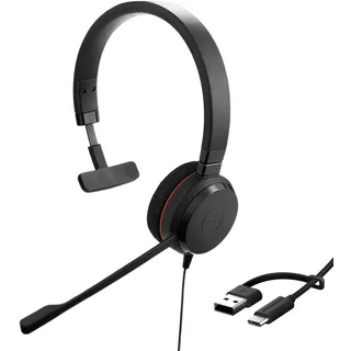 JABRA Evolve 20 UC Mono Headset, kabelgebunden, USB-C/A, Schwarz