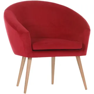 Carryhome Sessel , Rot , Holz , Buche , massiv , Uni , 73x73x66 cm , Stoffauswahl , Wohnzimmer, Sessel, Sonstige Sessel