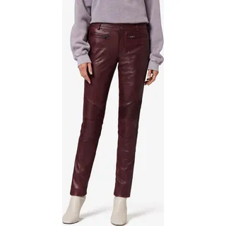 Ricano Damen Lederhose Lederjeans DONNA aus butterweichem Ziegen-Nappa Leder – brombeere / 2XL - Rot