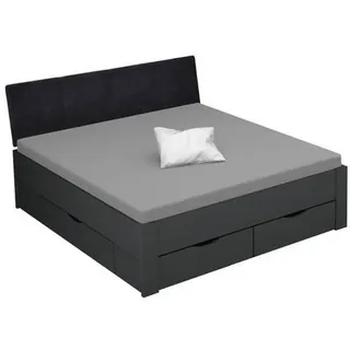 Xora Stauraumbett , Grau , Holzwerkstoff , 4 Schubladen , 180x200 cm , Blauer Engel, Goldenes M, Made in Germany , gepolstertes Kopfteil, Lattenrosthöhe individuell einstellbar, Stoffauswahl, in verschiedenen Holzdekoren erhältlich, mit Schubkästen, in verschiedenen Größen erhältlich , Babymöbel & Kindermöbel, Kinderzimmer & Jugendzimmer, Kinderbetten, Kinderbetten & Jugendbetten