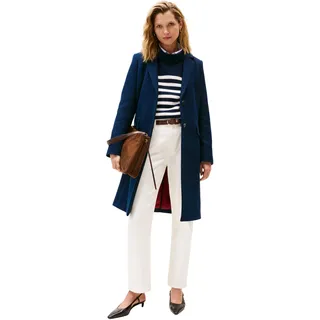Tommy Hilfiger Damen Mantel Classic Wool Einreihig, Blau (Dark Night Navy), 44