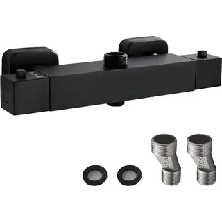Namuoto Duschthermostat Schwarz mit 38 °C Sicherheitstaste, Mischbatterie für Dusche