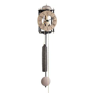 Hermle Uhrenmanufaktur Skelett-Pendelwanduhr, Schmiedeeisen, Gold, 62cm x 15cm x 10cm, 70504-000701