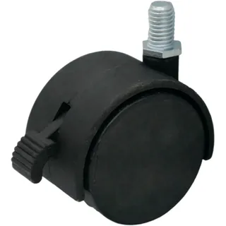 Möbelrad Durchmesser 50mm/40kg, Platte mit Bremse, Gewinde M8 | Möbelräder | Rad für Möbel, Bürostuhl, Beistellbett, Schreibtischstuhl, Hocker | Stuhl-Rad | Schwarz