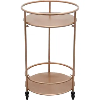Beistelltisch Teewagen Servierwagen Rosé Gold Eisen 2 Ablagen 66 H x 40 L x 40 B