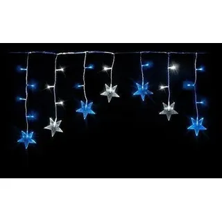 Lichtvorhang Blau Und Weisse Sterne 28 Led Ip44 Gartendekoration