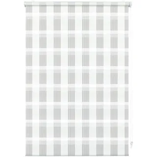 GARDINIA Doppelrollo zum Klemmen oder Kleben, Duo-Rollo/Seitenzugrollo, Transparente und blickdichte Streifen, Alle Montage-Teile inklusive, Karo weiß, 60 x 150 cm (BxH), 33911