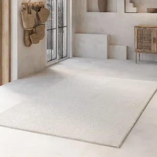 WECON HOME Nova Hochflorteppich 80 x 300 cm Beige/Weiß