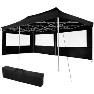 Tectake Faltpavillon 6 x 3 m inkl. 2 Seitenteile Schwarz