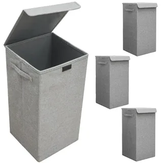 Dunedesign Wäschekorb 3er Set 30/30/60 cm Hellgrau , Grau , Kunststoff , Rechteckig , 30x60x30 cm , Haushalt & Reinigung, Wäschepflege, Wäschekörbe & Wäschetonnen