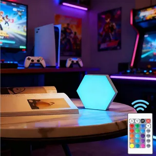 Gaming Led Deko Wandleuchte, RGB Hexagon Waben Wand Licht, Sechseck Led Panel Beleuchtung Innen Party Bar Gaming Zimmer Deko Led Wanddeko, 1er Pack - Weiß