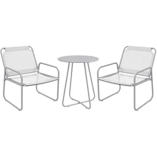 Outsunny 3tlg. Bistro-Set, Balkonmöbel-Set inkl. 1 Tisch, 2 Stühlen, Gartenmöbel-Set, Gartensitzgruppe für Garten, Terrasse, Mesh, Hellgrau
