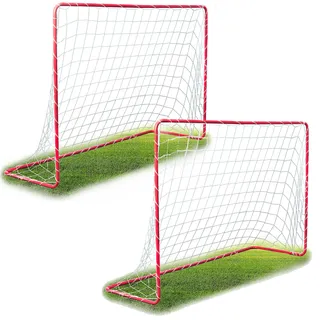 Neo-Sport Fußballtor Fußball Tor für Kinder und Erwachsene Set 2 Stück 183 x 122 x 61 cm Rot