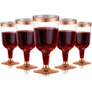 LATERN 30 Stück Weingläser aus Kunststoff, 170ml Roségold Weinverkostungsgläser Wiederverwendbare Party Weinbecher mit Stiel für Getränke Whisky Champagner Bier Cocktail Martini (13,4 x 6,5cm)