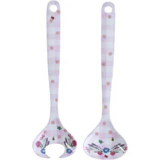 Overbeck and Friends - Salatbesteck - Viola, rosa/weiß kariert, geblümt