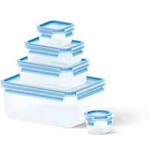 Emsa Frischhaltedosen Set transparent/blau 0,15 l + 0,20 l + 0,55 l + 1,00 l + 3,70 l 5-teilig