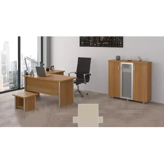 Komplettes Büromöbel Set Aktenschränke Eckschreibetisch Designer Möbel 3tlg - Braun
