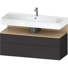 Duravit Qatego Waschtischunterbau, 1 Auszug und 1 Schublade, 1190x470x590mm, Nische Eiche Natur, QA4396030, Farbe: Graphit Supermatt/mit Nischenbeleuchtung